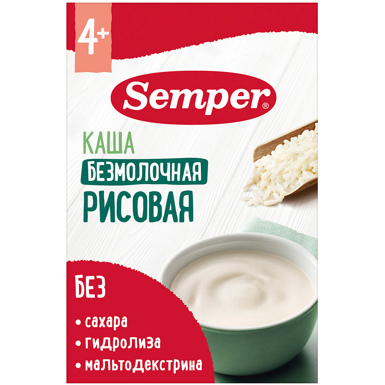 Каша безмолочная Semper рисовая 180г с 4месяцев - фото 1