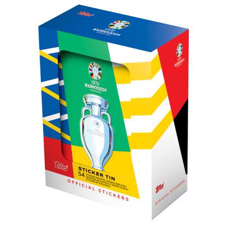 Подарочный набор topps Чемпионат Европы по футболу EURO 2024 9 пакетиков в жестяной коробке