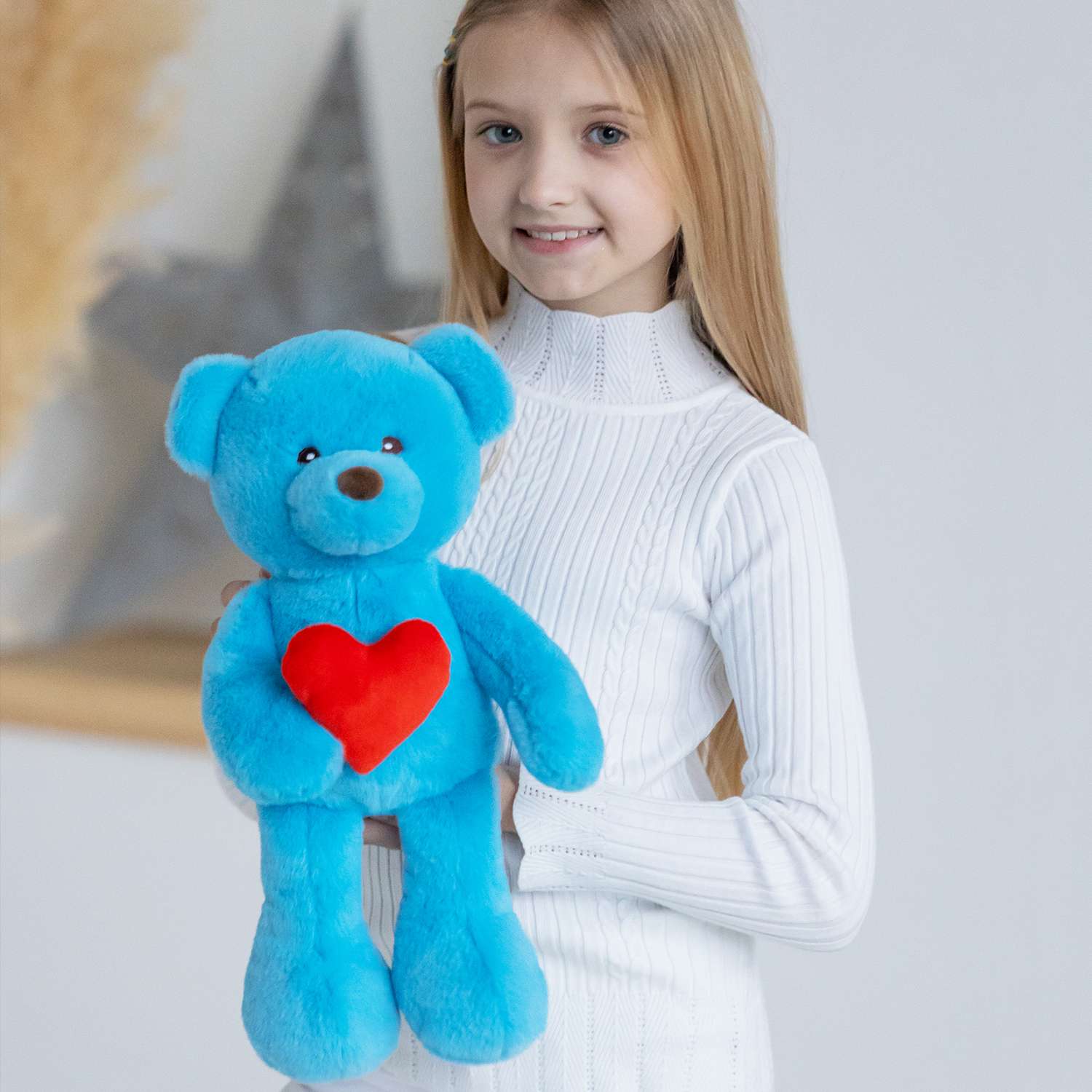 Мягкая игрушка Мягкие игрушки БелайТойс Плюшевый мишка Люк голубой с  сердцем 25 см купить по цене 1260 ₽ в интернет-магазине Детский мир