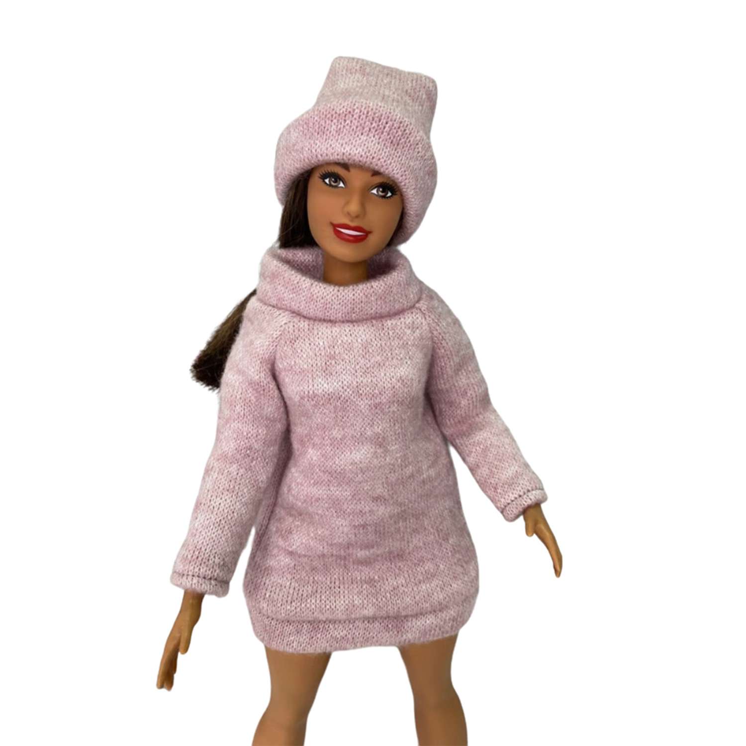 Одежда для куклы Ani Raam Платье-свитер шапочка теплые гольфы Ani Raam для куклы Барби S252 - фото 2