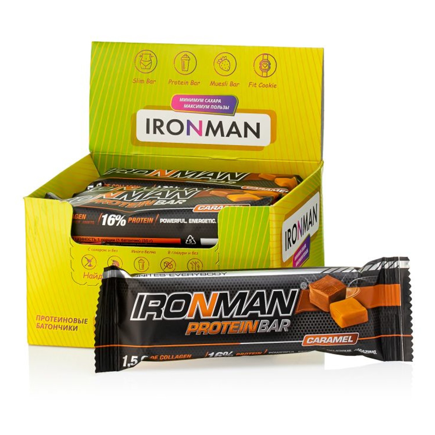 Продукт пищевой IronMan Protein Bar карамель 12*50г - фото 1