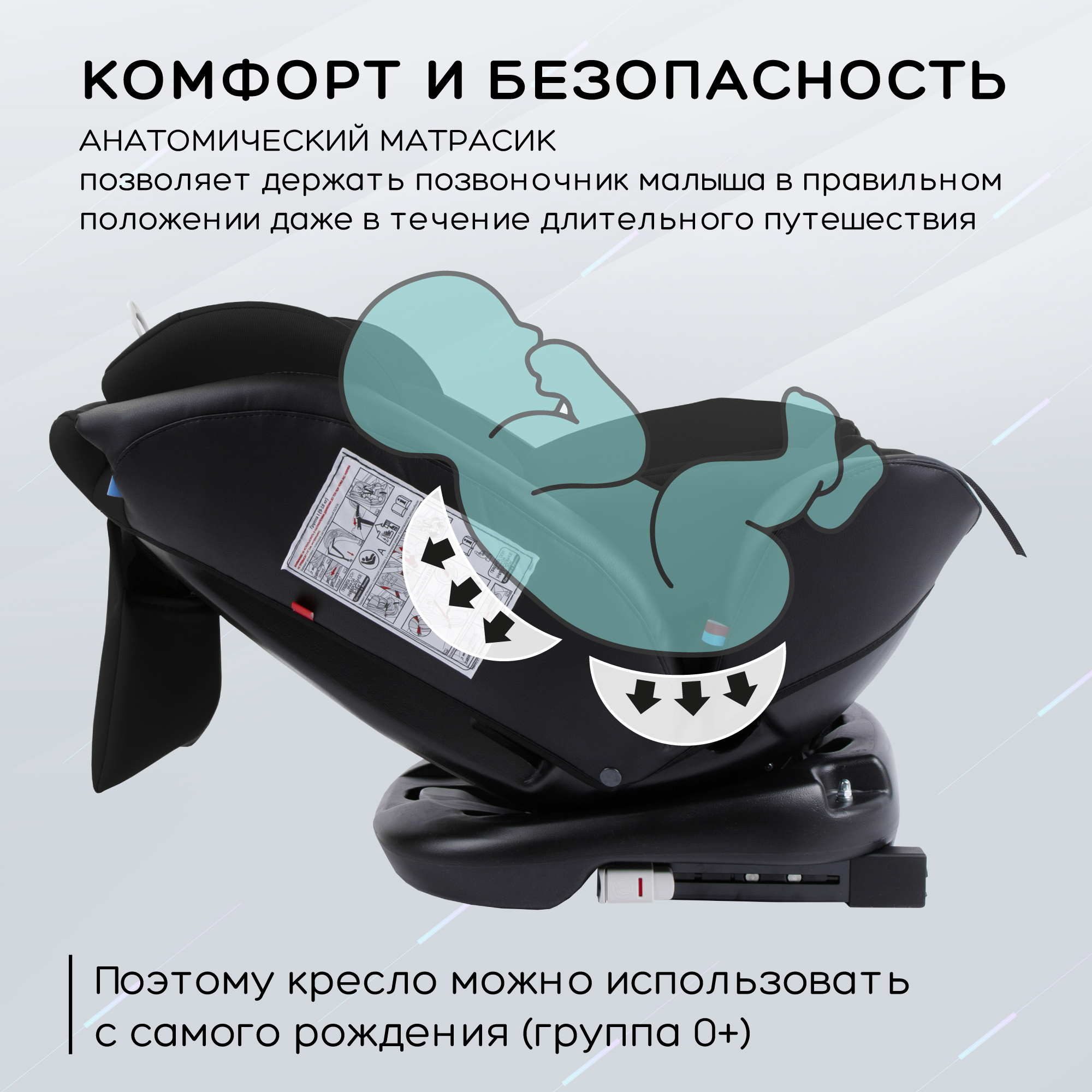 Автокресло Amarobaby Brilliant Isofix класс D группа 0+/1/2/3 Черный - фото 6