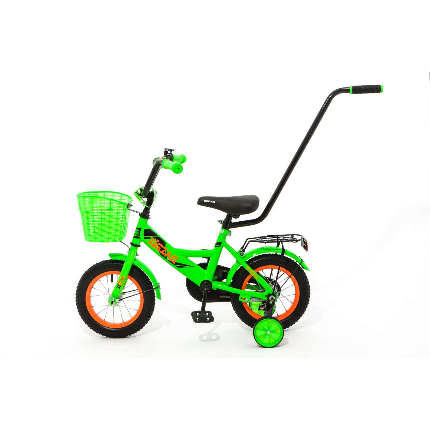 Велосипед ZigZag 12 CLASSIC зеленый С РУЧКОЙ - фото 1