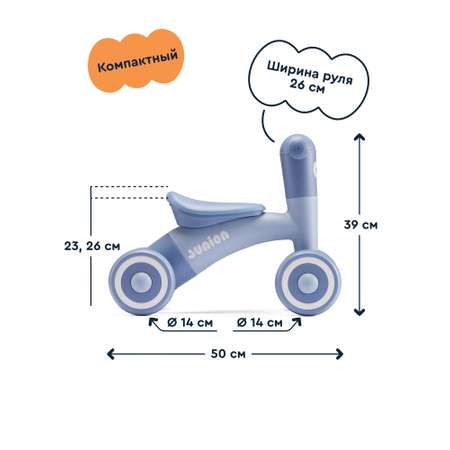 Беговел Junion Tuksi четырехколесный голубой