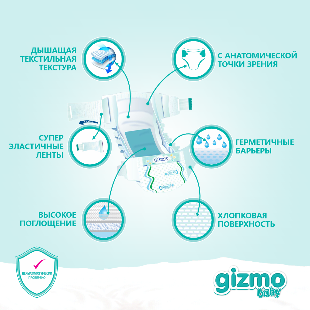 Подгузники Gizmo Baby Eco 100 шт. 2 - фото 3