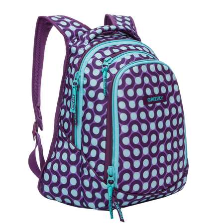 Рюкзак Grizzly для девочки фиолетовые круги