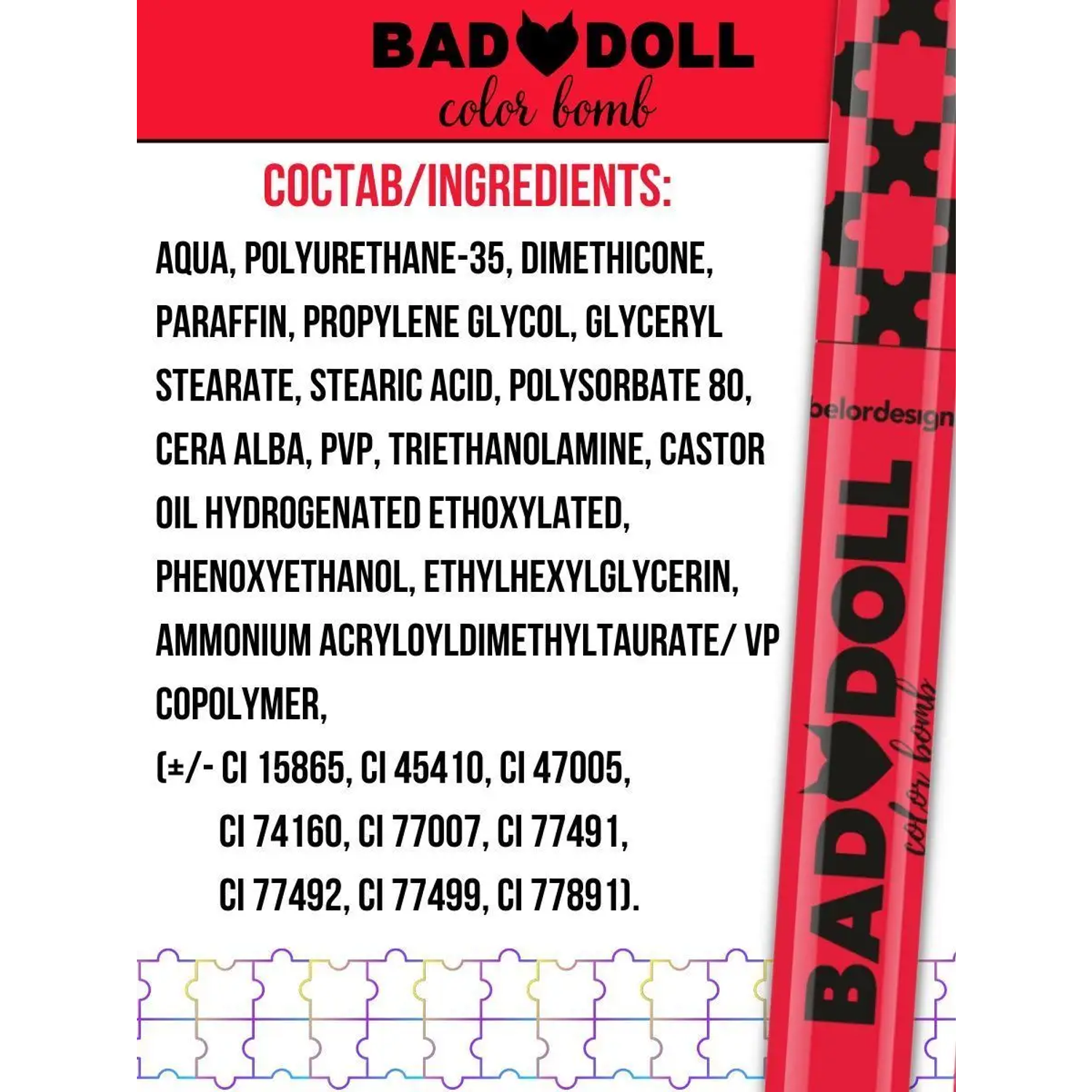 Тушь для ресниц цветная Belor Design Bad Doll объемная красная - фото 5