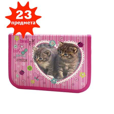 Пенал с наполнением ОНИКС Lovely Kittens 23 предмета с откидной планкой