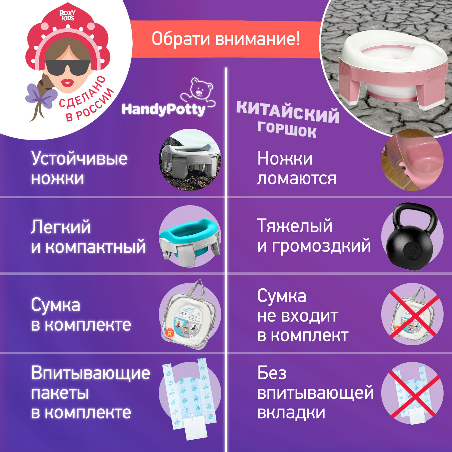 Горшок дорожный ROXY-KIDS складной с многоразовой вкладкой Handy Potty 3 в 1 цвет серый/мятный - фото 16