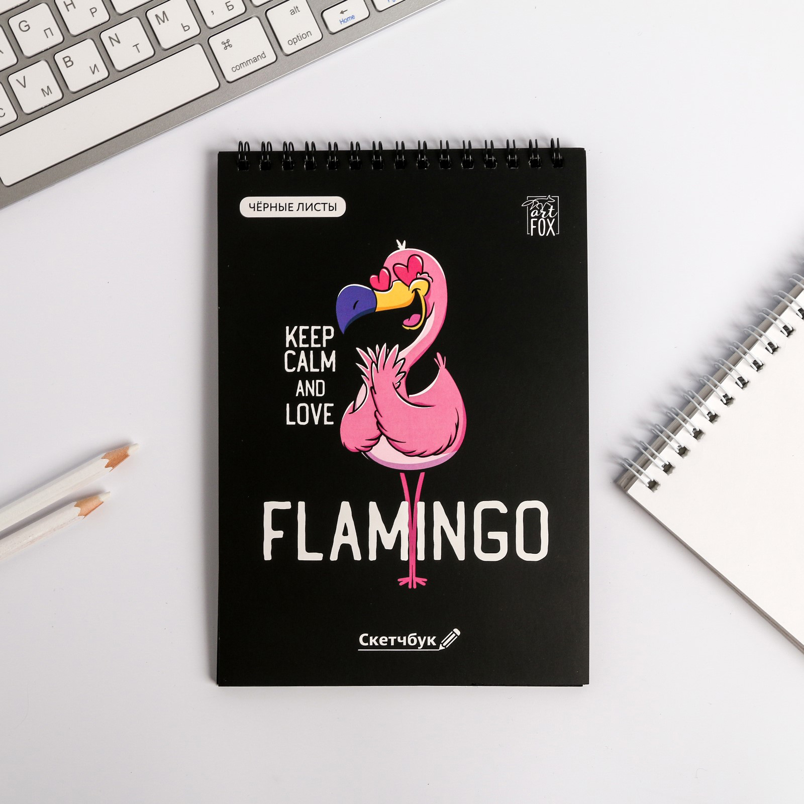 Скетчбук ArtFox с черными листами «Flamingo» А5 40 л - фото 2