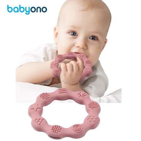 Прорезыватель Babyono силиконовый RING розовый