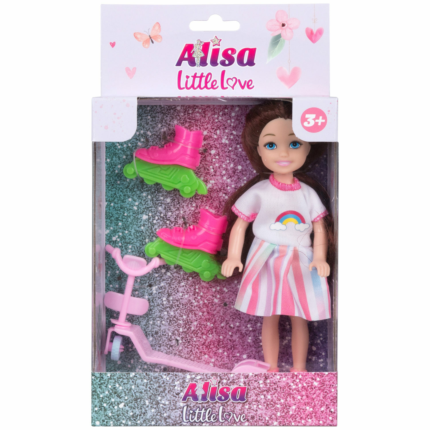 Кукла детская 1TOY Alisa Little Love брюнетка с длинными волосами мини 14 см Т24372 - фото 1