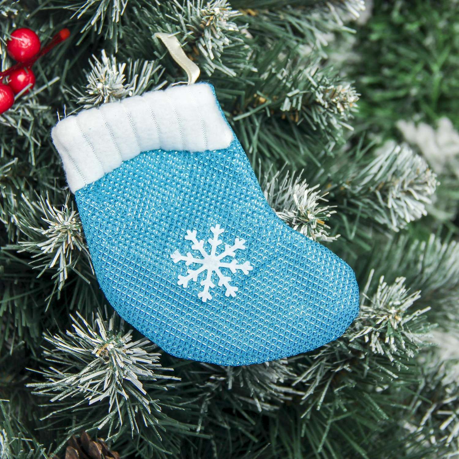 Носок Зимнее волшебство для подарка «Снежинка» 9*11 5 см голубой - фото 1