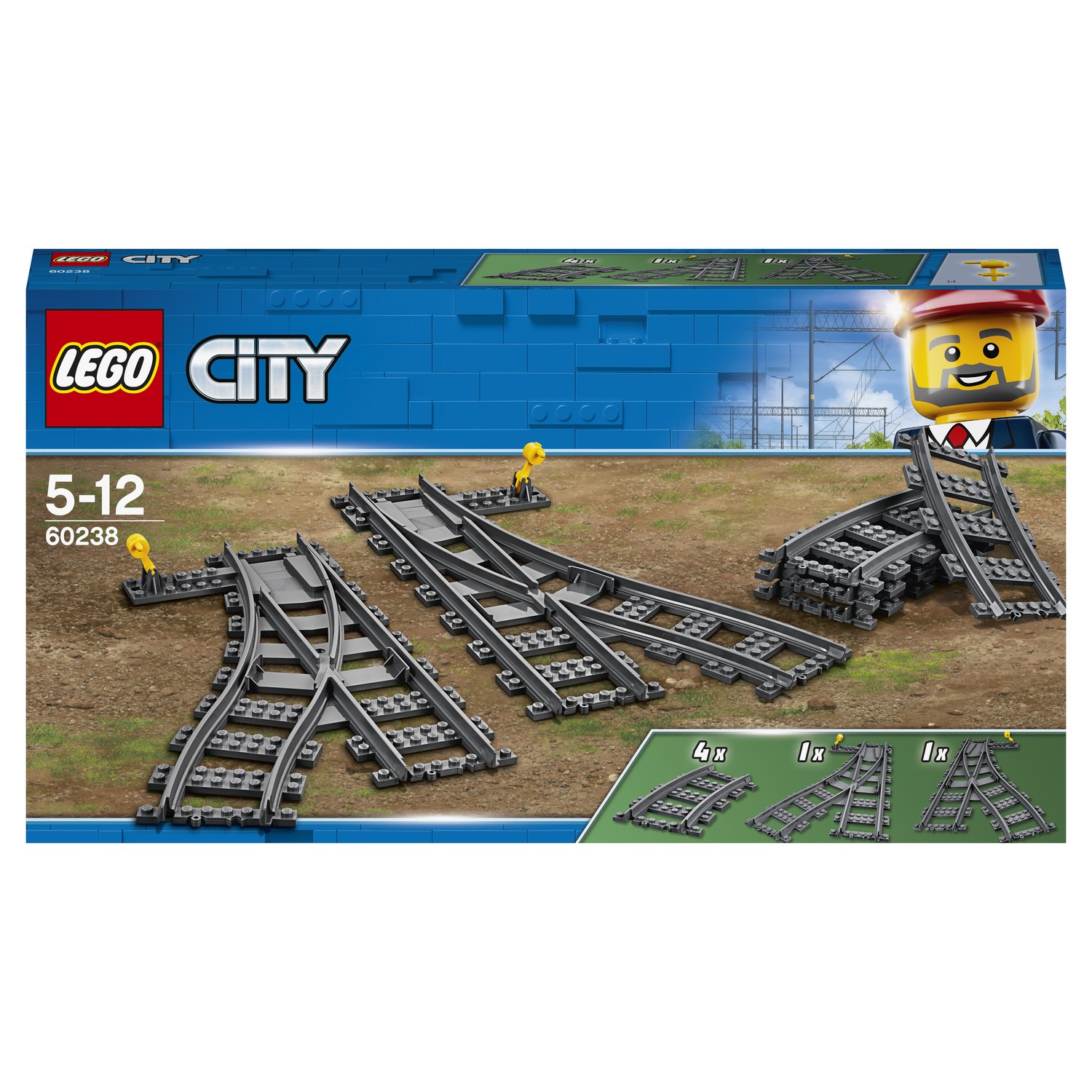 Конструктор LEGO City Trains Железнодорожные стрелки 60238 купить по цене  1499 ₽ в интернет-магазине Детский мир