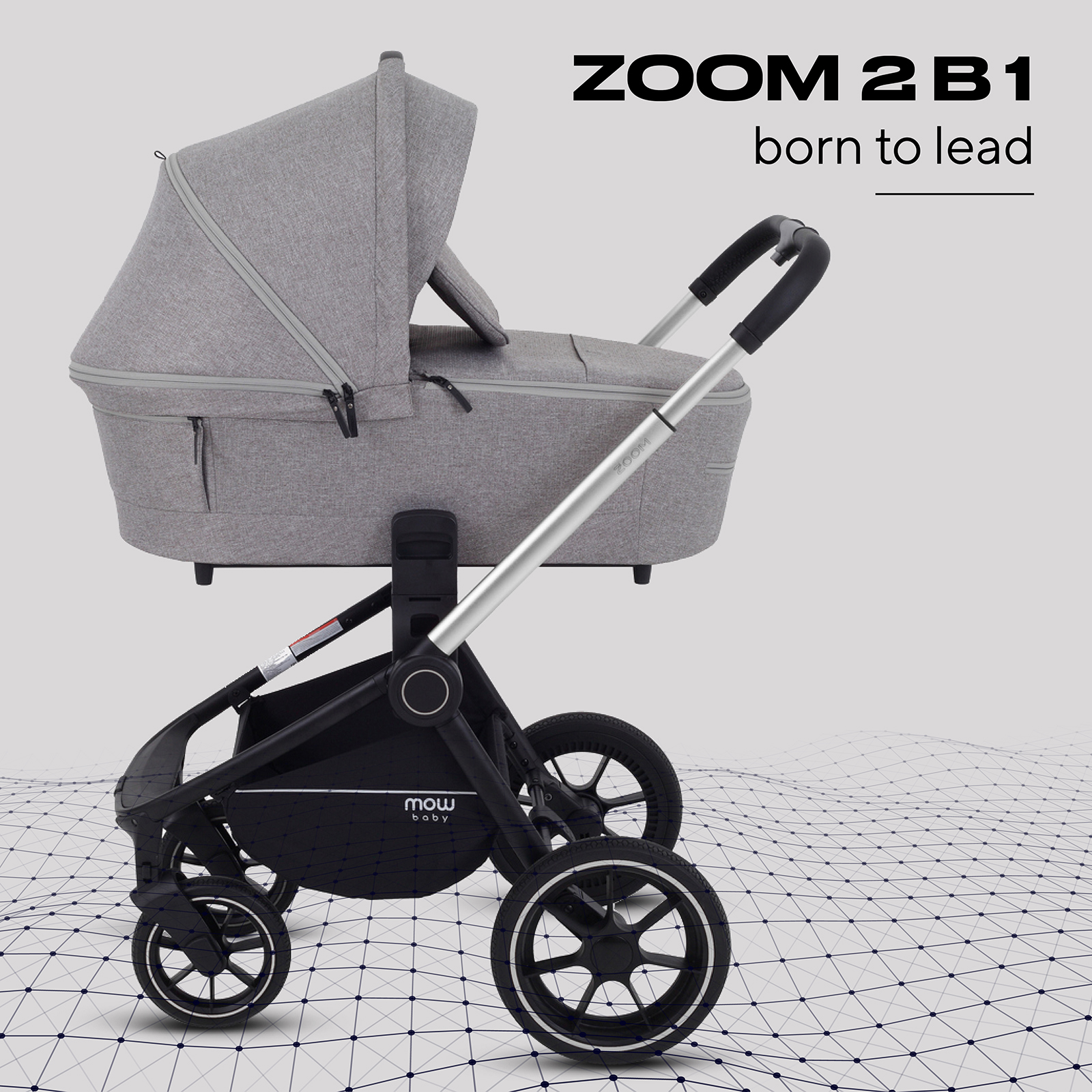 Коляска детская универсальная MOWbaby ZOOMPU (2в1) RA086 Silver Beige - фото 1