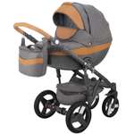 Коляска 3в1 BeBe-mobile Biagio Carbon D1 Серый+Карамель кожа