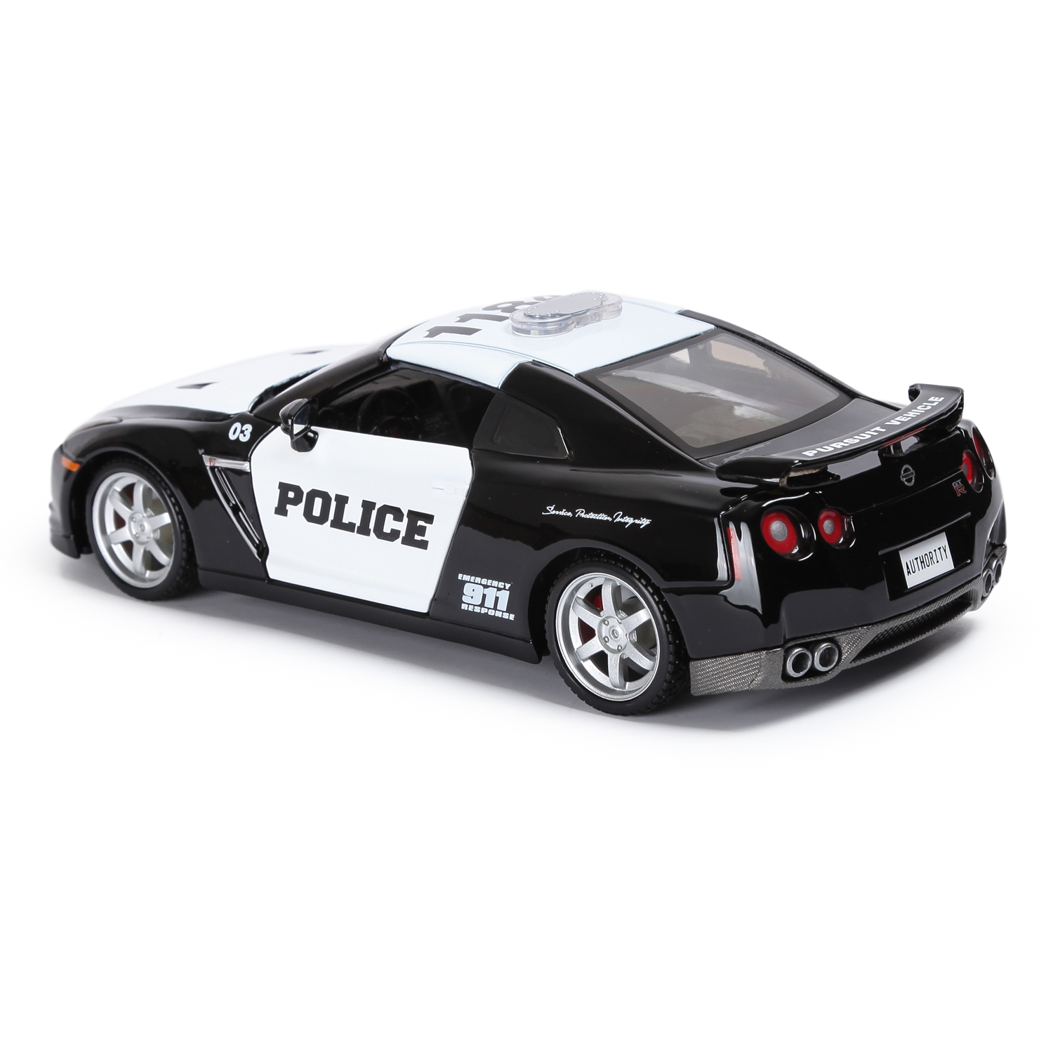 Полицейская машина MAISTO Nissan Gt-R 1:24 черный 32512/32455 - фото 3