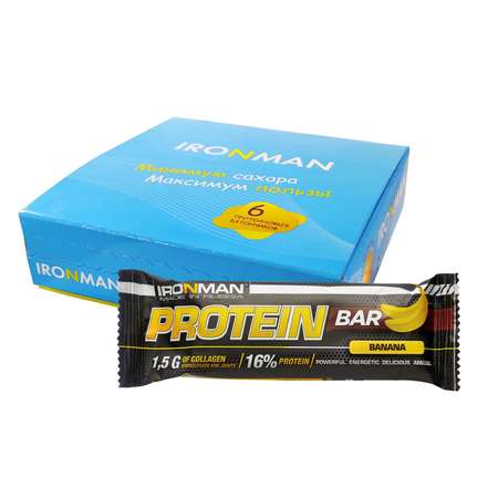 Протеиновый батончик IronMan Protein Bar банан 6*50 г