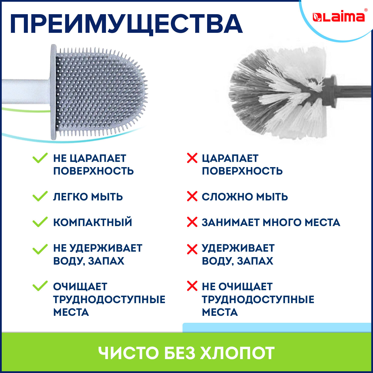 Ерш Лайма для унитаза и туалета силиконовый напольный с настенным креплением - фото 3