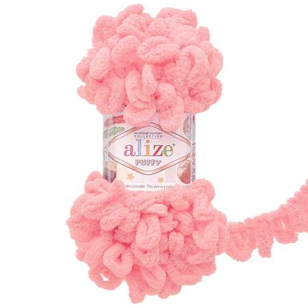 Пряжа для вязания Alize puffy 100 г 9 м микрополиэстер фантазийная плюшевая 185 розовый 5 мотков