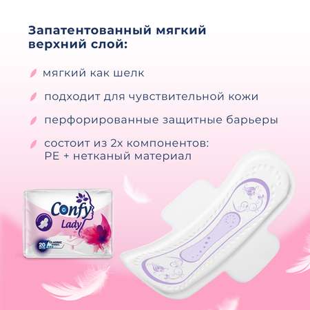 Прокладки CONFY Гигиенические женские Confy Lady CLASSIC NORMAL ECO 20 шт