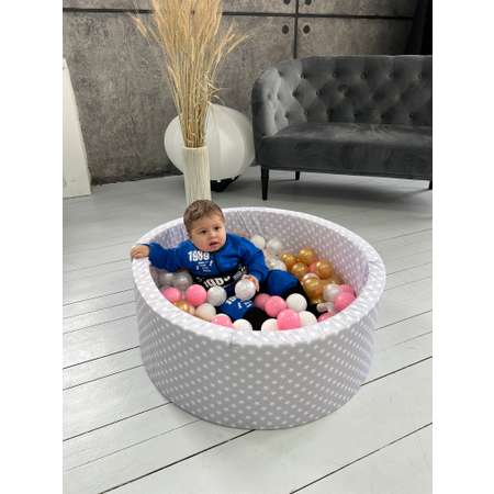 Сухой бассейн Boobo.kids 85х30 см 150 шаров серый+розовый