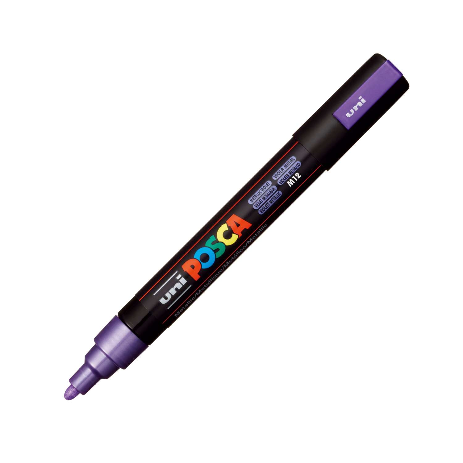 Маркер акриловый UNI POSCA PC-5M помповый фиолетовый металлик - фото 1