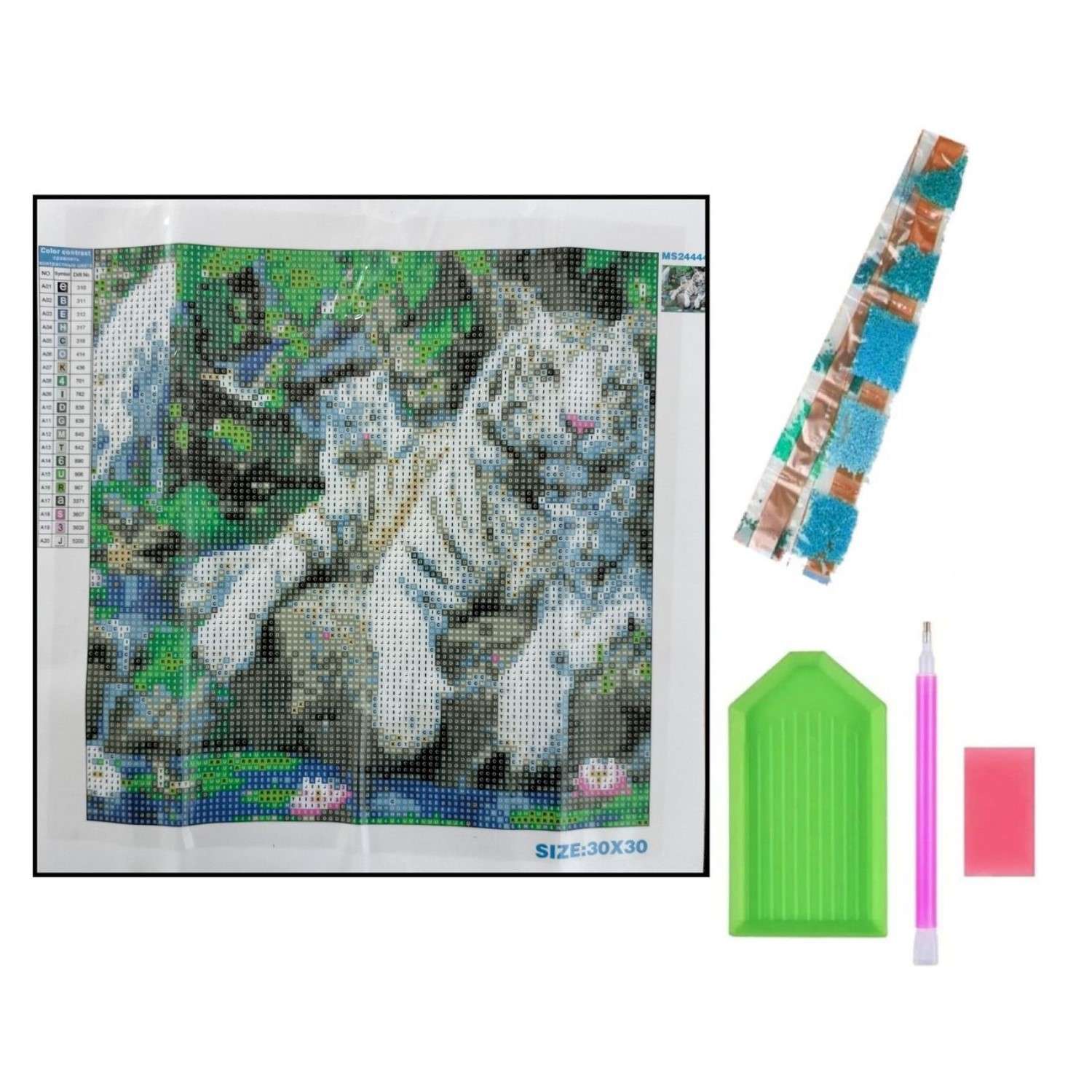 Алмазная мозаика Seichi Тигр с тигрятами 30х30 см - фото 3