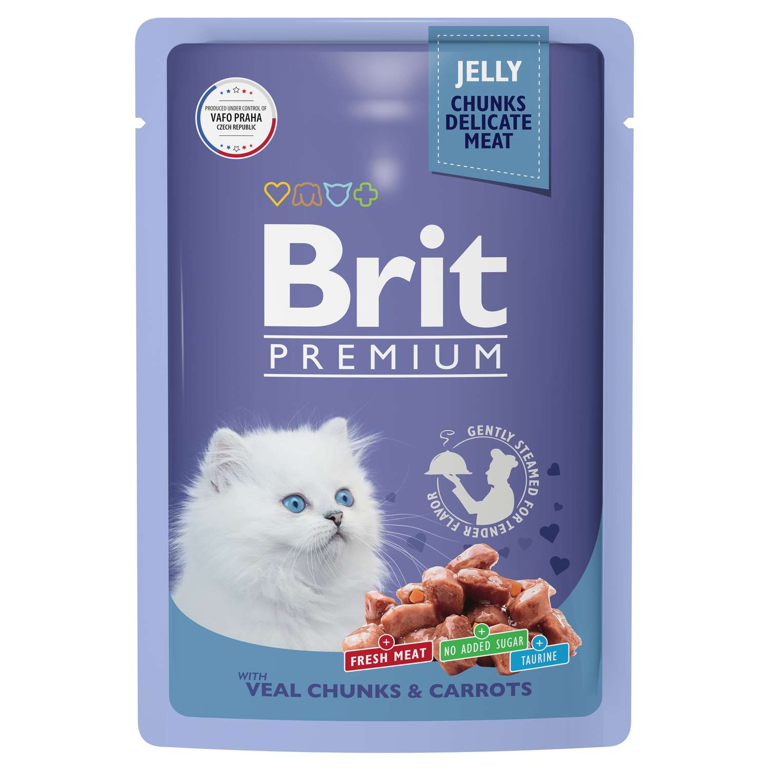 Корм для котят Brit 85г Premium телятина с морковью в желе - фото 1