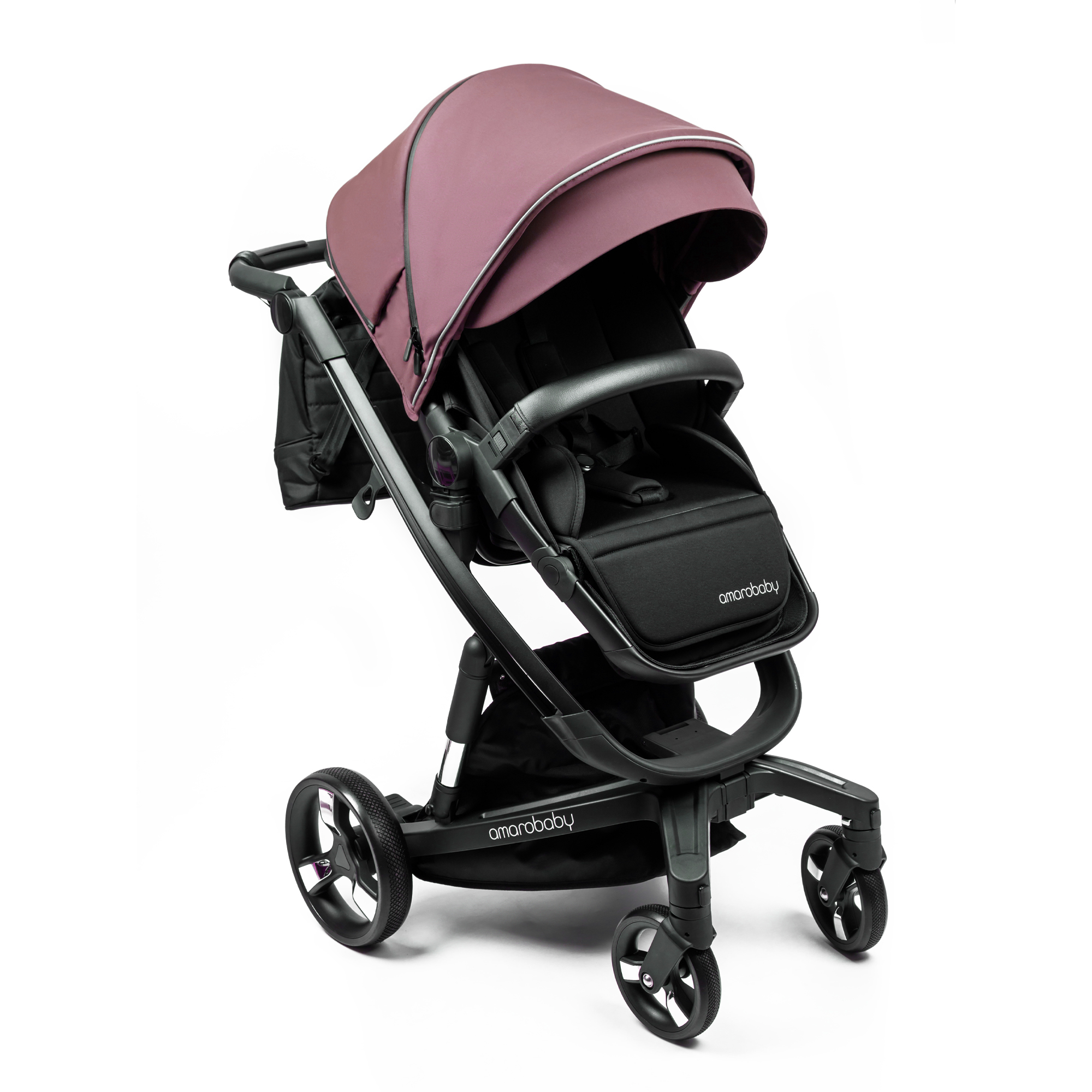 Коляска детская 2 в 1 AmaroBaby TUTUM с AUTO BRAKE розовый - фото 25