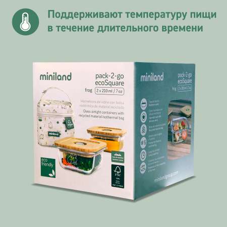 Термосумка с контейнерами Miniland Pack-2-Go Ecosquare лягушки