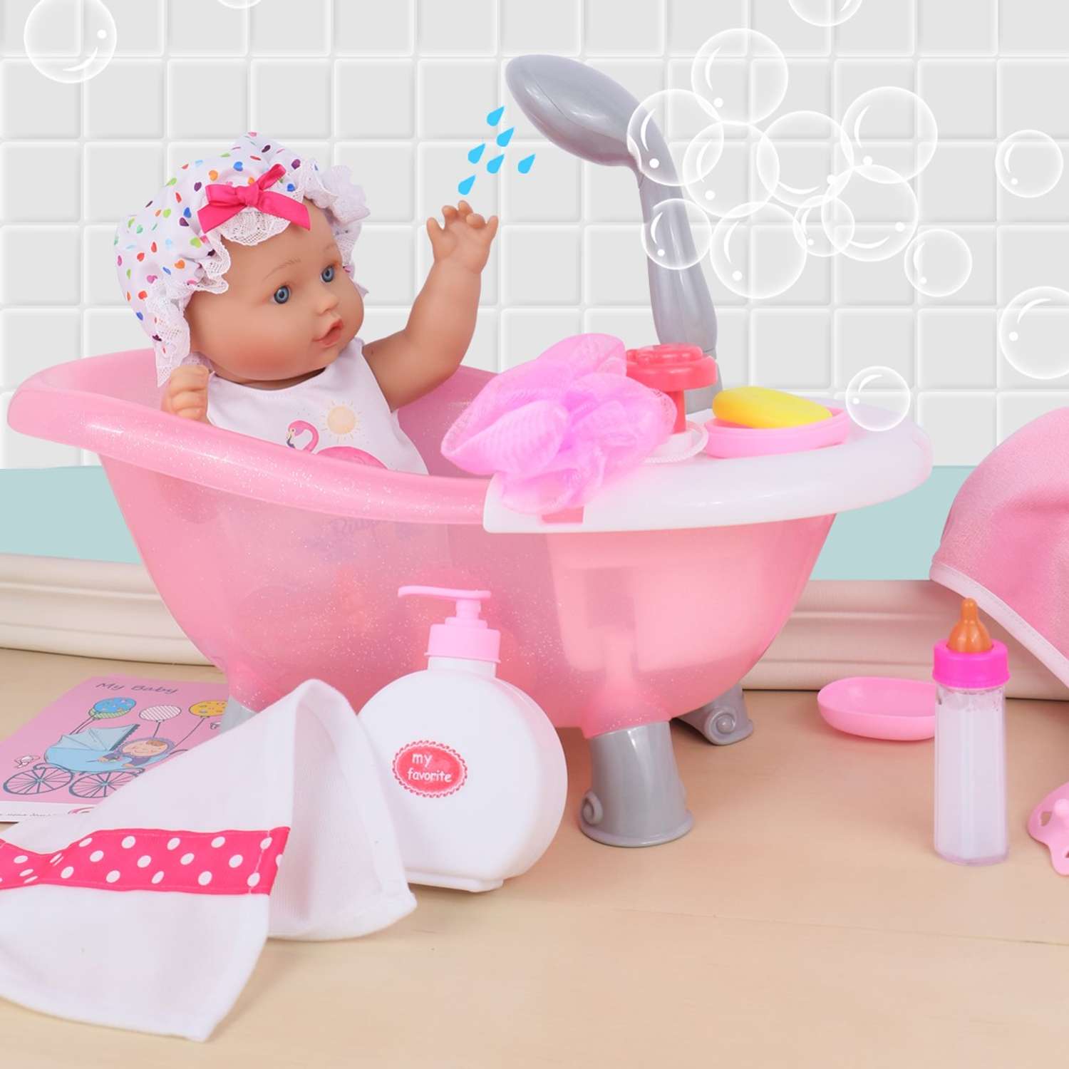 Кукла Пупс QA BABY Мона Реборн набор игрушки для ванны для девочек с ванной 35 см 3507 - фото 2