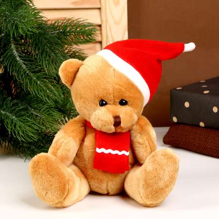 Мягкая игрушка Sima-Land «Медвежонок» в новогоднем колпаке 20 см цвет коричневый
