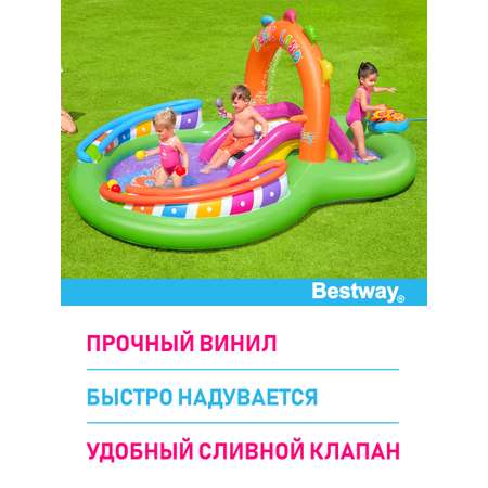 Надувной детский бассейн BESTWAY Музыкальные брызги с горкой 295х190х137 см 1 кольцо игровые принадлежности