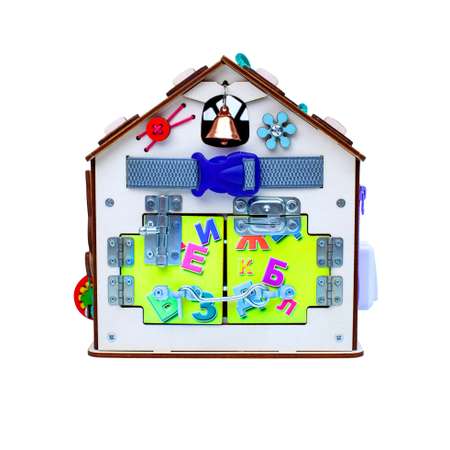 Бизиборд Jolly Kids развивающий домик со светом Котик