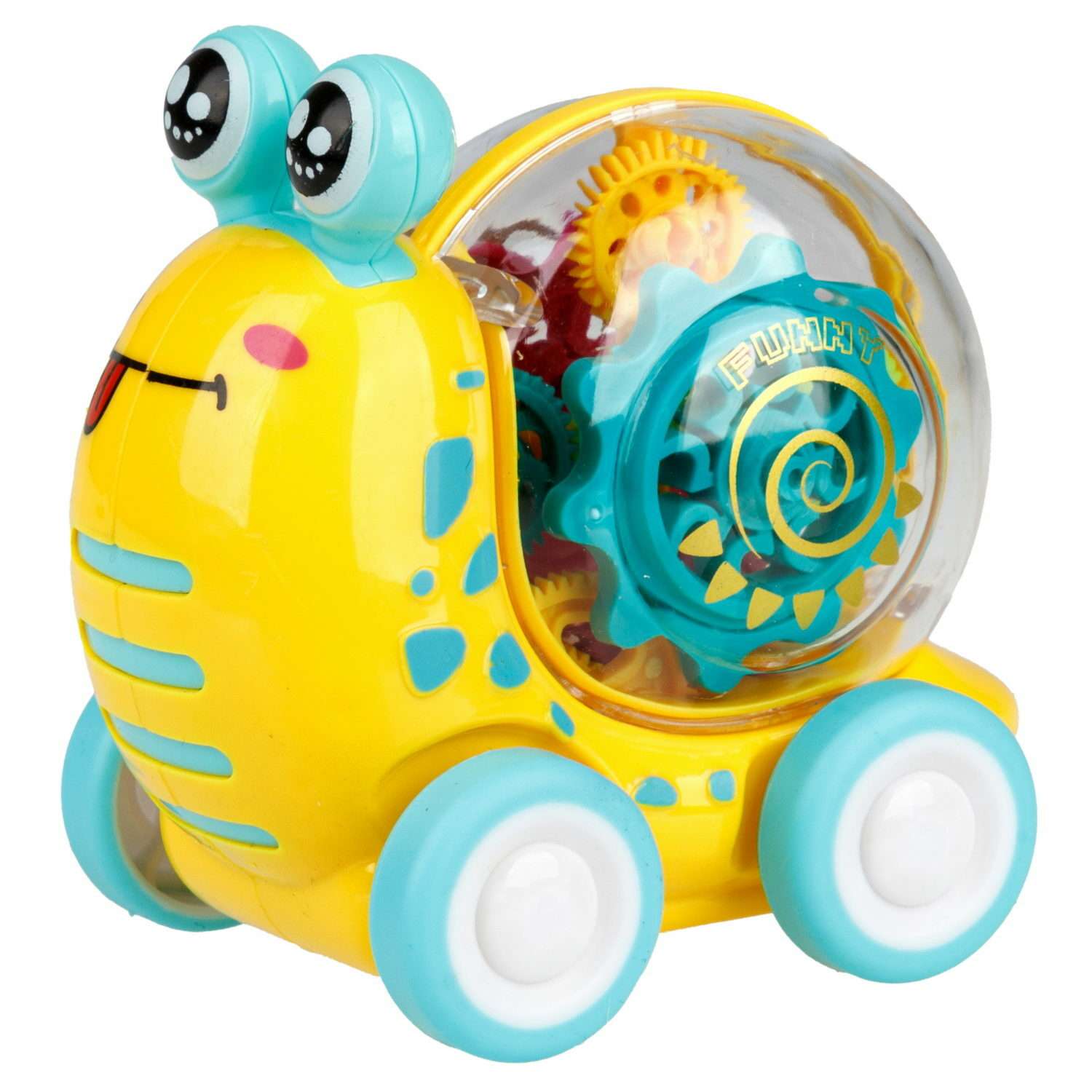 Интерактивная игрушка 1TOY Улитка прозрачная с световыми эффектами желтый - фото 1
