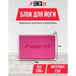 Блок для йоги и фитнеса UNIX Fit 200g розовый 23х15х7 см 1 шт