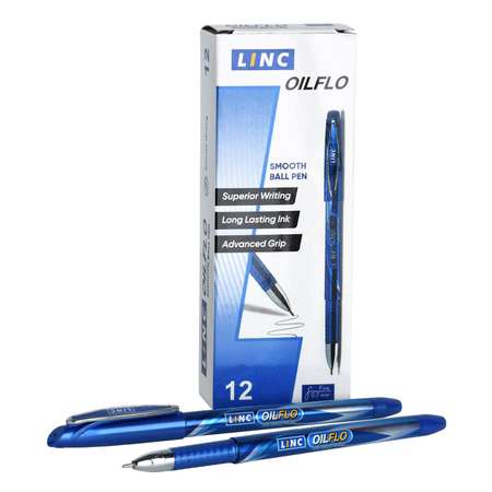 Ручки LINC шариковые OIL FLO синие масляные чернила 12 штук