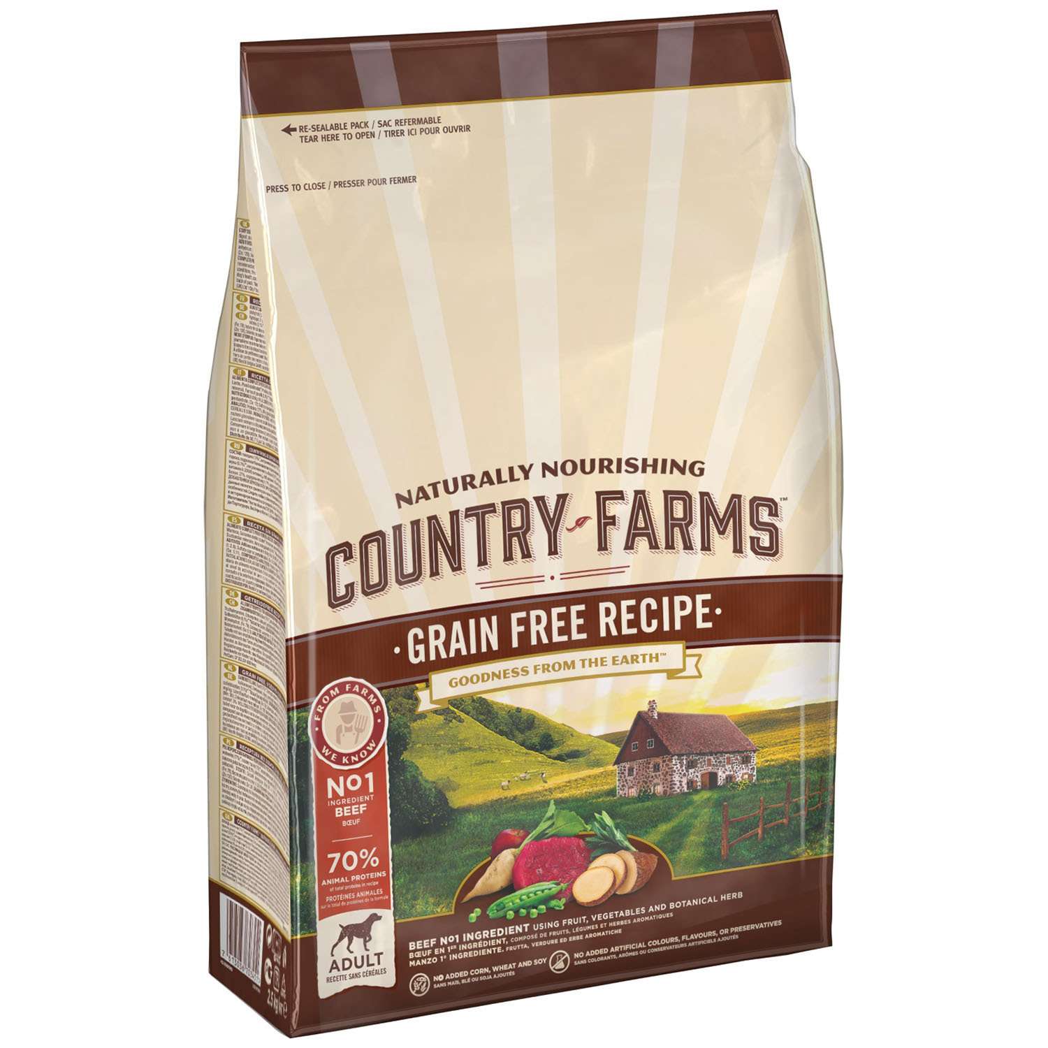 Корм для собак Country Farms Grain Free с говядиной 2.5кг - фото 1