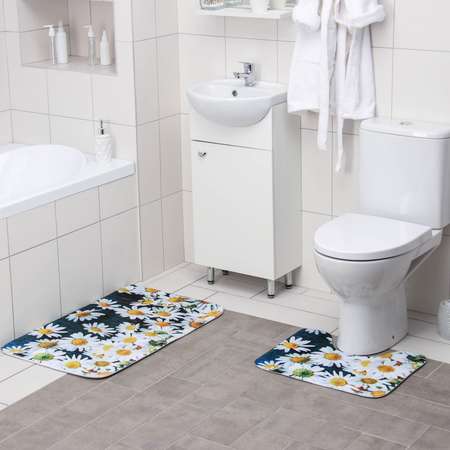 Набор ковриков Доляна для ванной и туалета «Ромашковое поле» 2 шт: 40×50 50×80 см