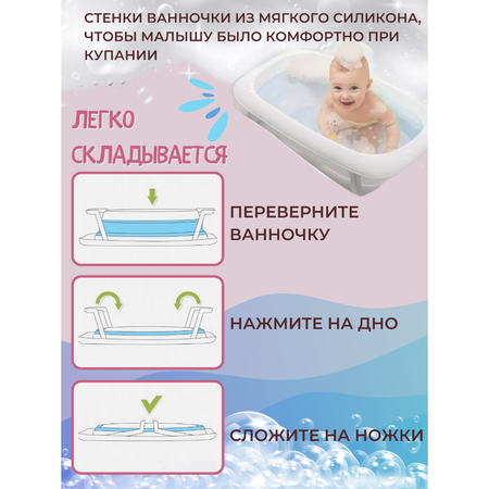 Ванночка для купания складная PlayKid розовый