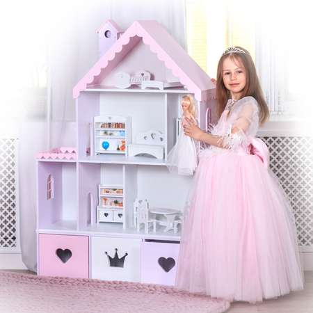 Кукольный дом Pema kids лилово-розовый Материал МДФ