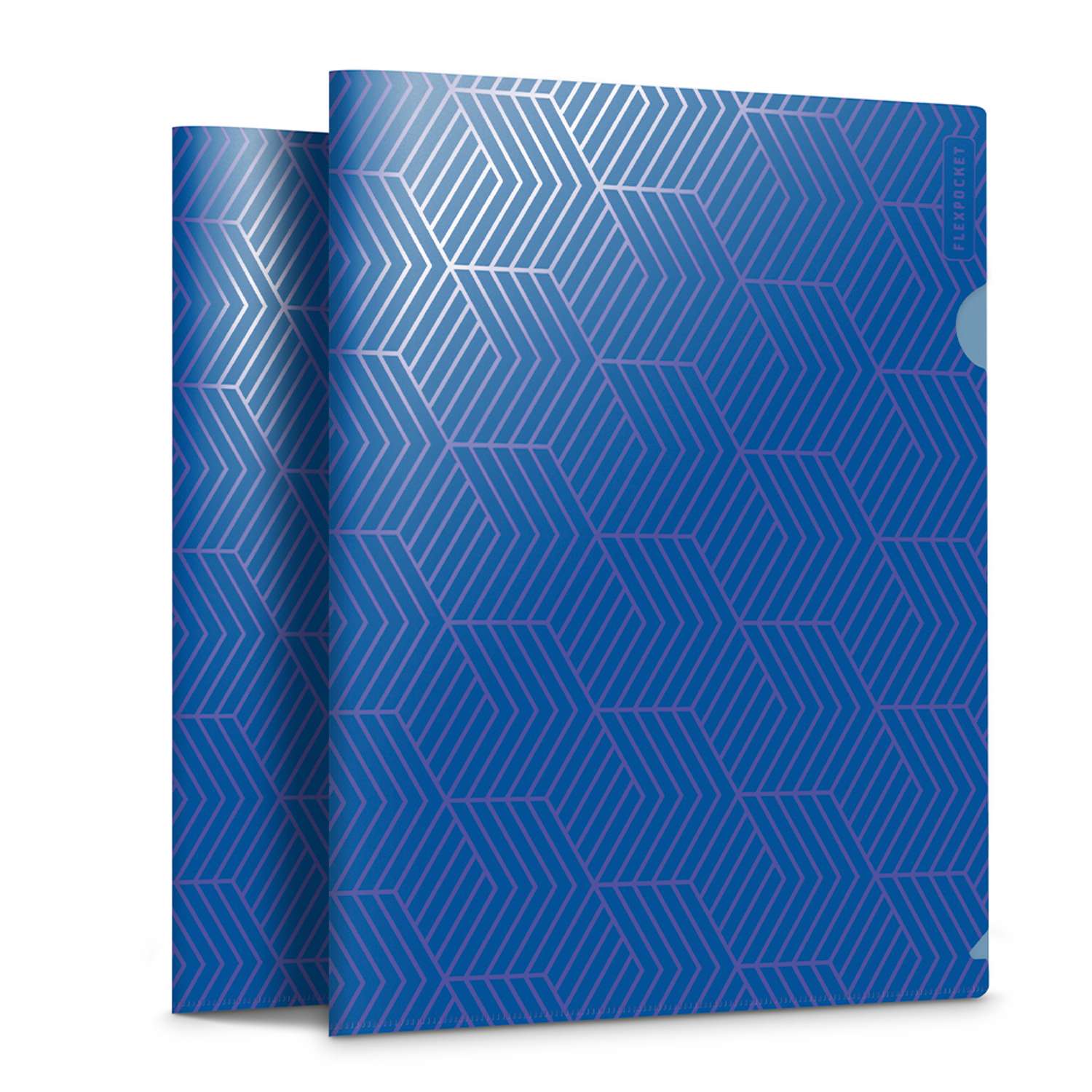 Папка-уголок для документов Flexpocket канцелярская синего цвета в комплекте 2 шт - фото 1