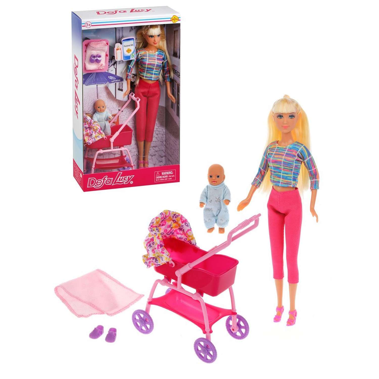 Кукла Lucy Наша Игрушка с коляской и малышом 4 аксессуара 612752 - фото 1