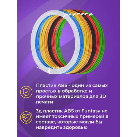 Пластик для 3д ручки ABS Funtasy 7 цветов по 5 метров