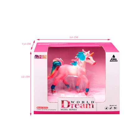 Игрушка фигурка Masai Mara Розовый жеребенок-единорог с цветной гривой MM206-411