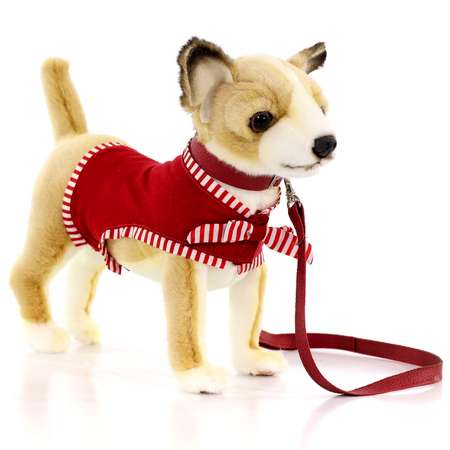 Реалистичная мягкая игрушка HANSA Собака чихуахуа в красной майке 27 см