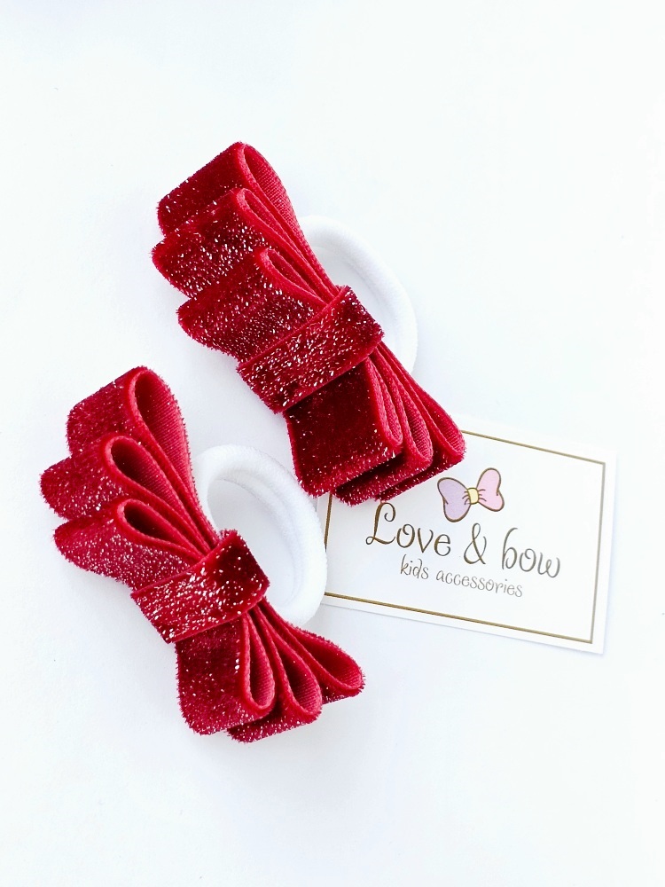 Набор резинок для волос LOVE&BOW Velvet Bow red - фото 3