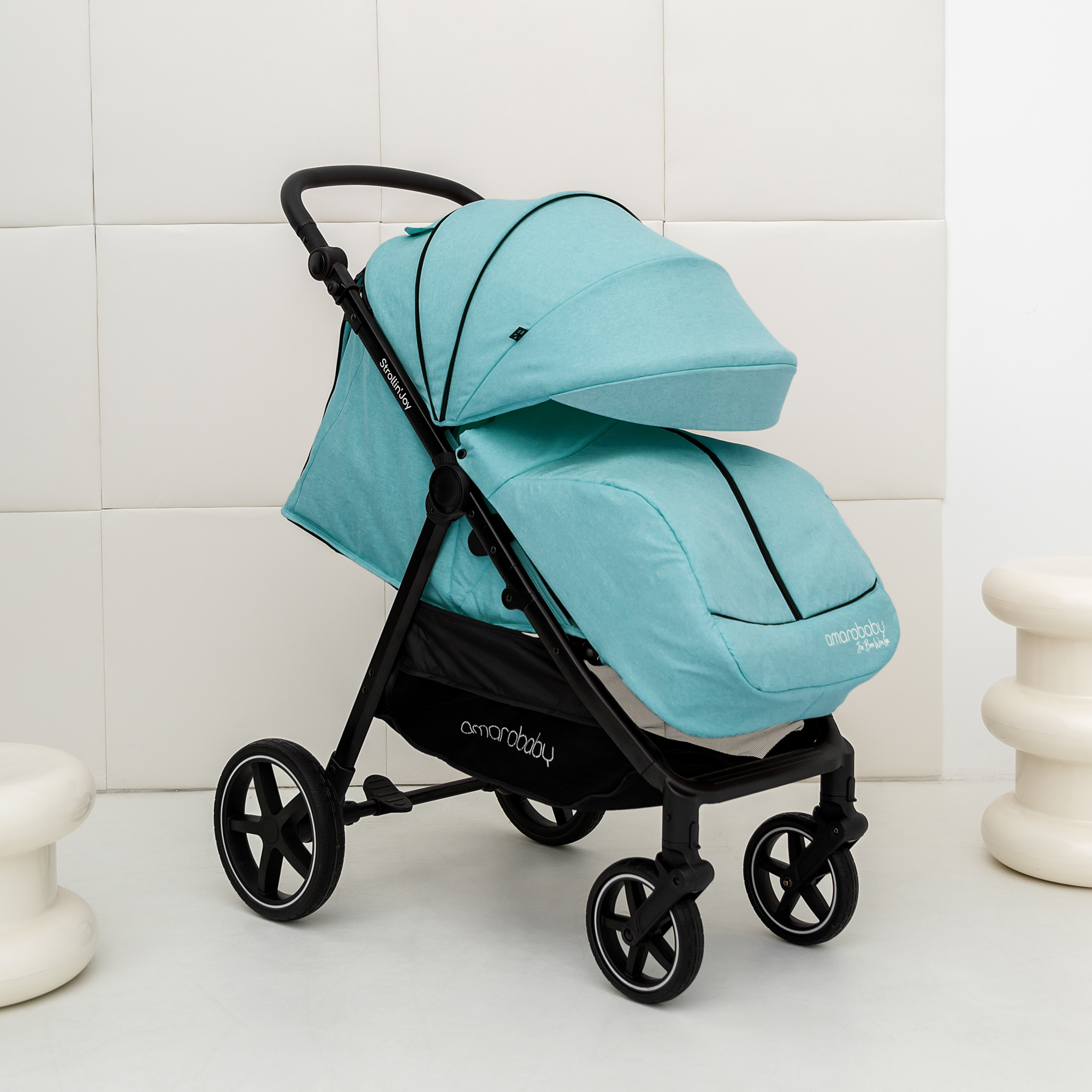 Прогулочная коляска Amarobaby StrollinJoy бирюзовый - фото 25