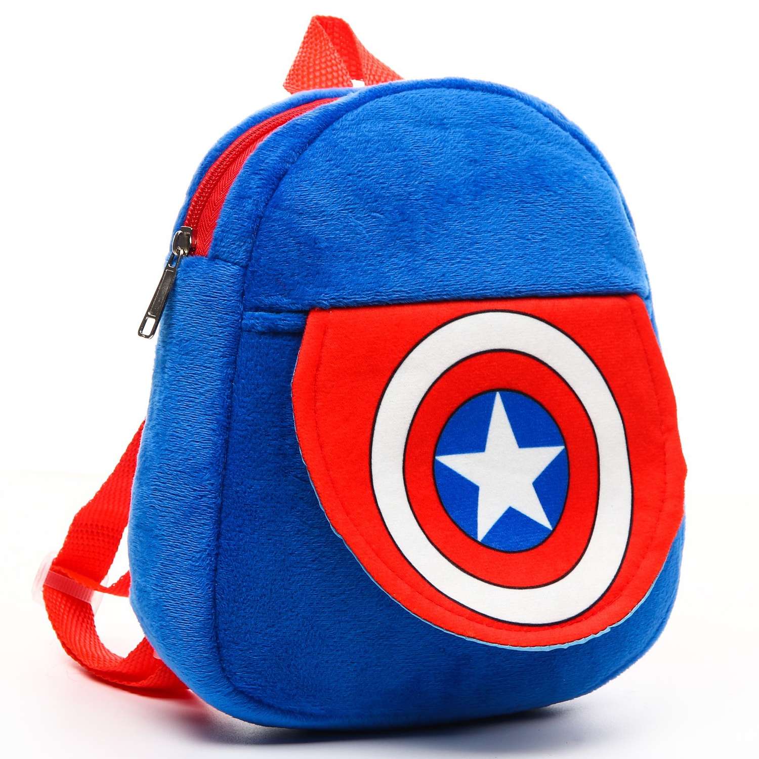 Рюкзак MARVEL плюшевый «Капитан Америка» на молнии с карманом 19х22 см Мстители - фото 1